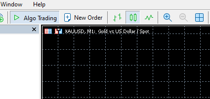 MT5 toolbar with Algo Trading enabled.
